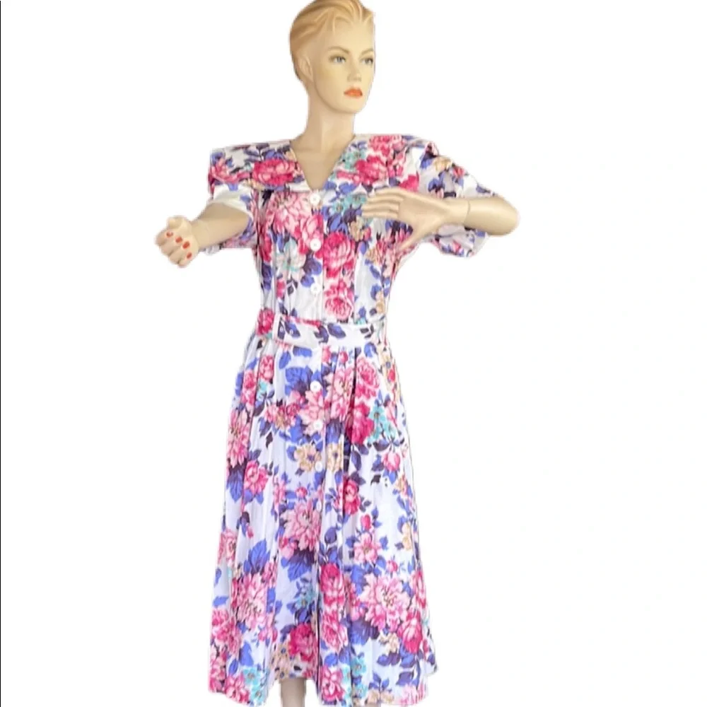 Vintage Cottagecore Floral Button Front Dress